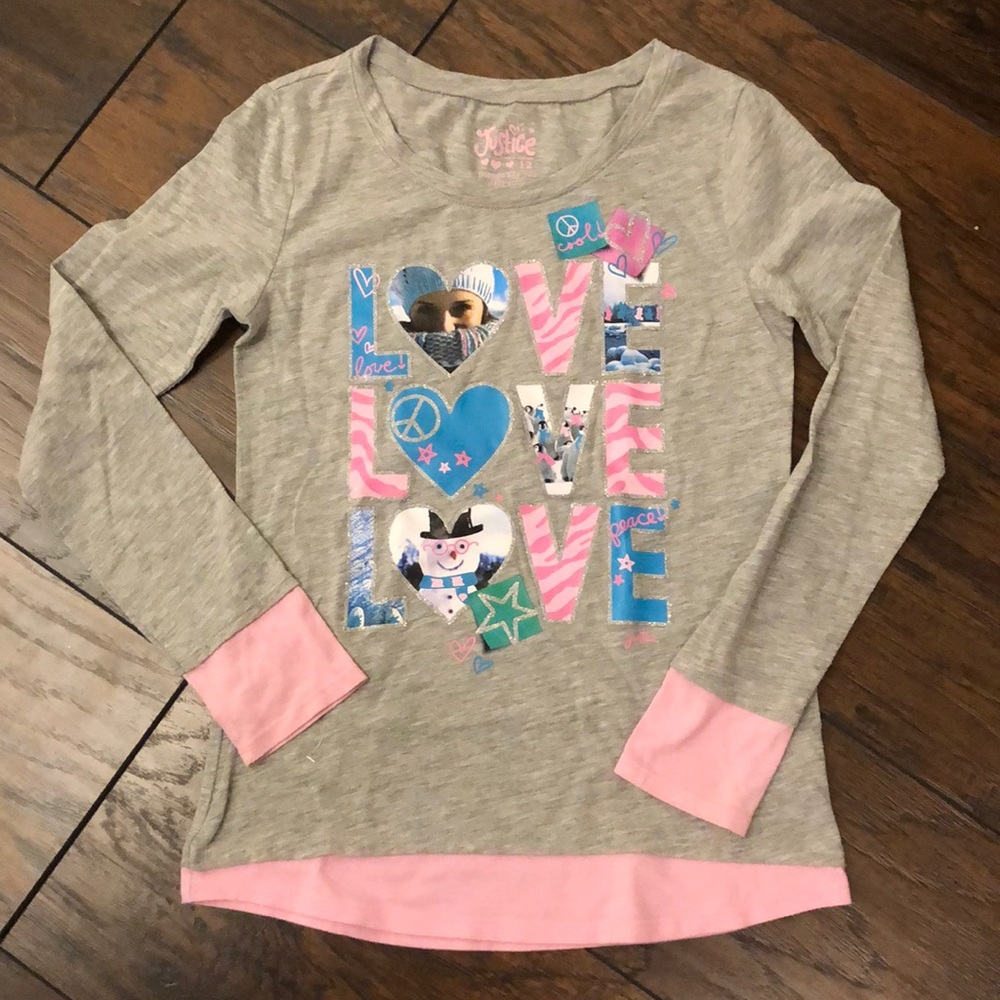 GUC Justice long sleeve tee with glitter accents.